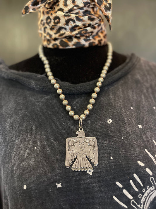 Silver thunderbird necklace