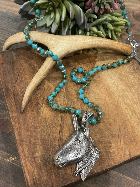 18 inch turquoise donkey necklace