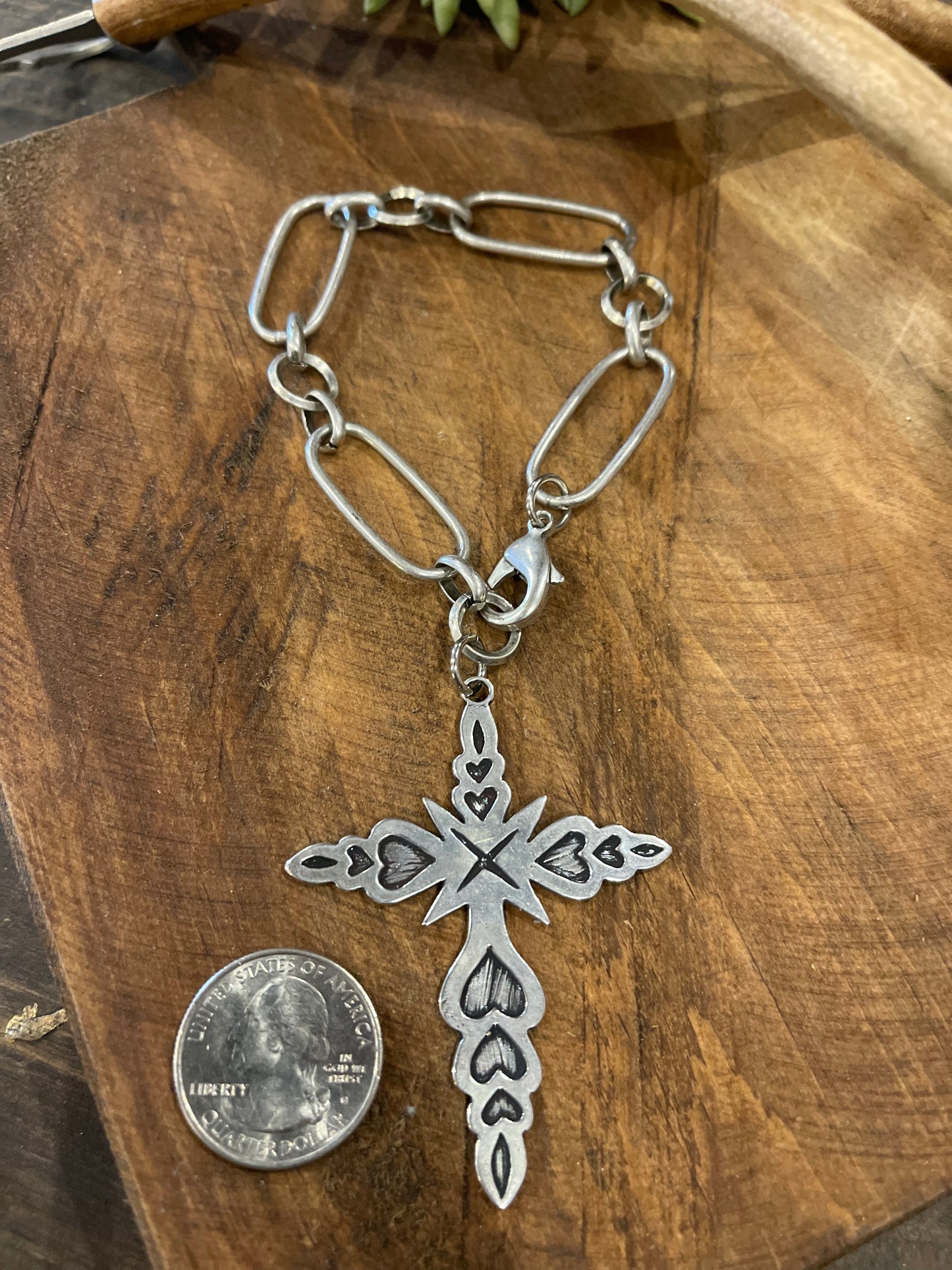 Silver cross bracelet